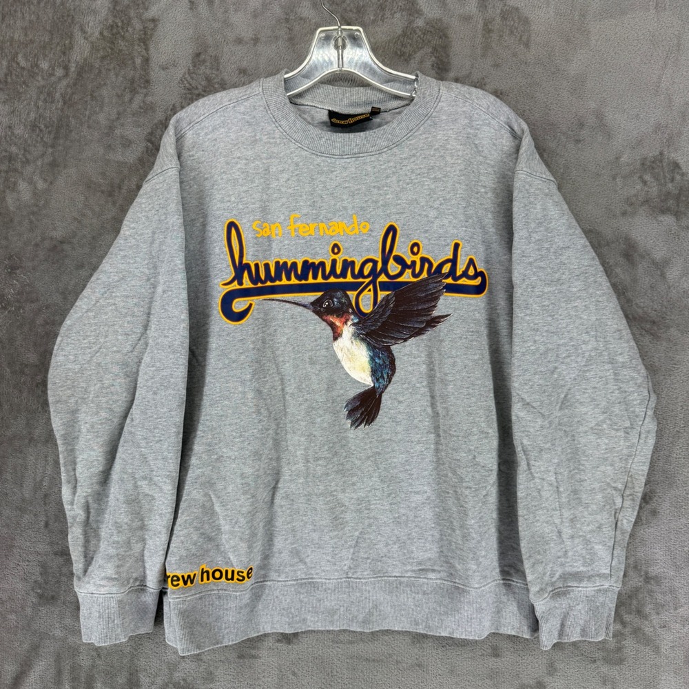 Drew House San Fernando Hummingbirds Sweatshirt Gray Mens Small Cotton Pullover